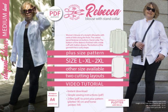 Women Blouse Sewing Pattern. Rebecca