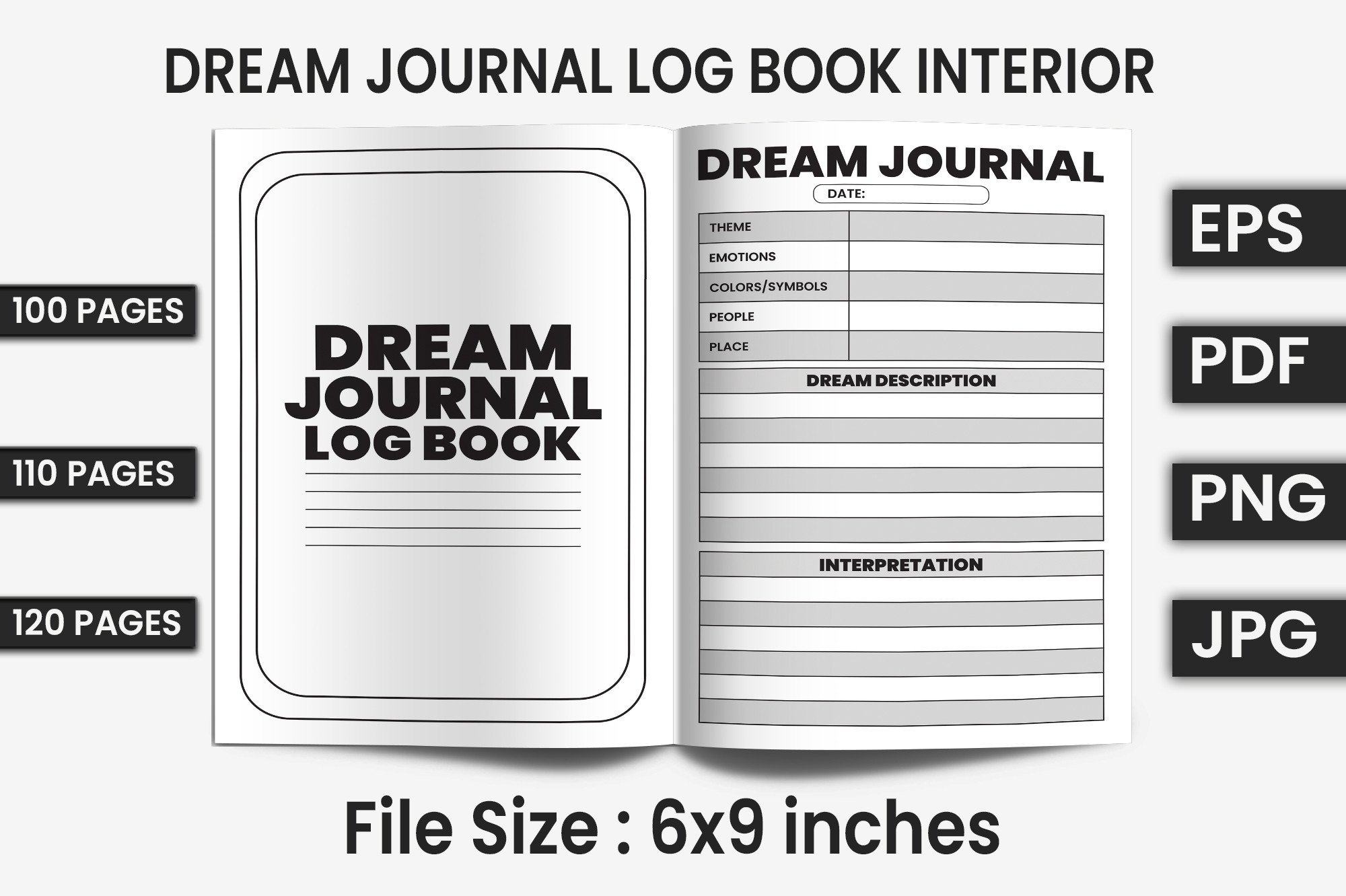Dream Journal Log Book | KDP Interior Graphic by CuttingLab · Creative ...