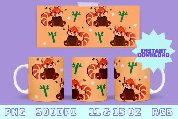 Kawaii Red Panda Sublimation Mug Design Graphic by Ailirel Design ...