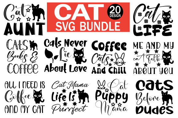 Cat SVG Bundle #4, Cut Files Graphic by Deep Blue · Creative Fabrica