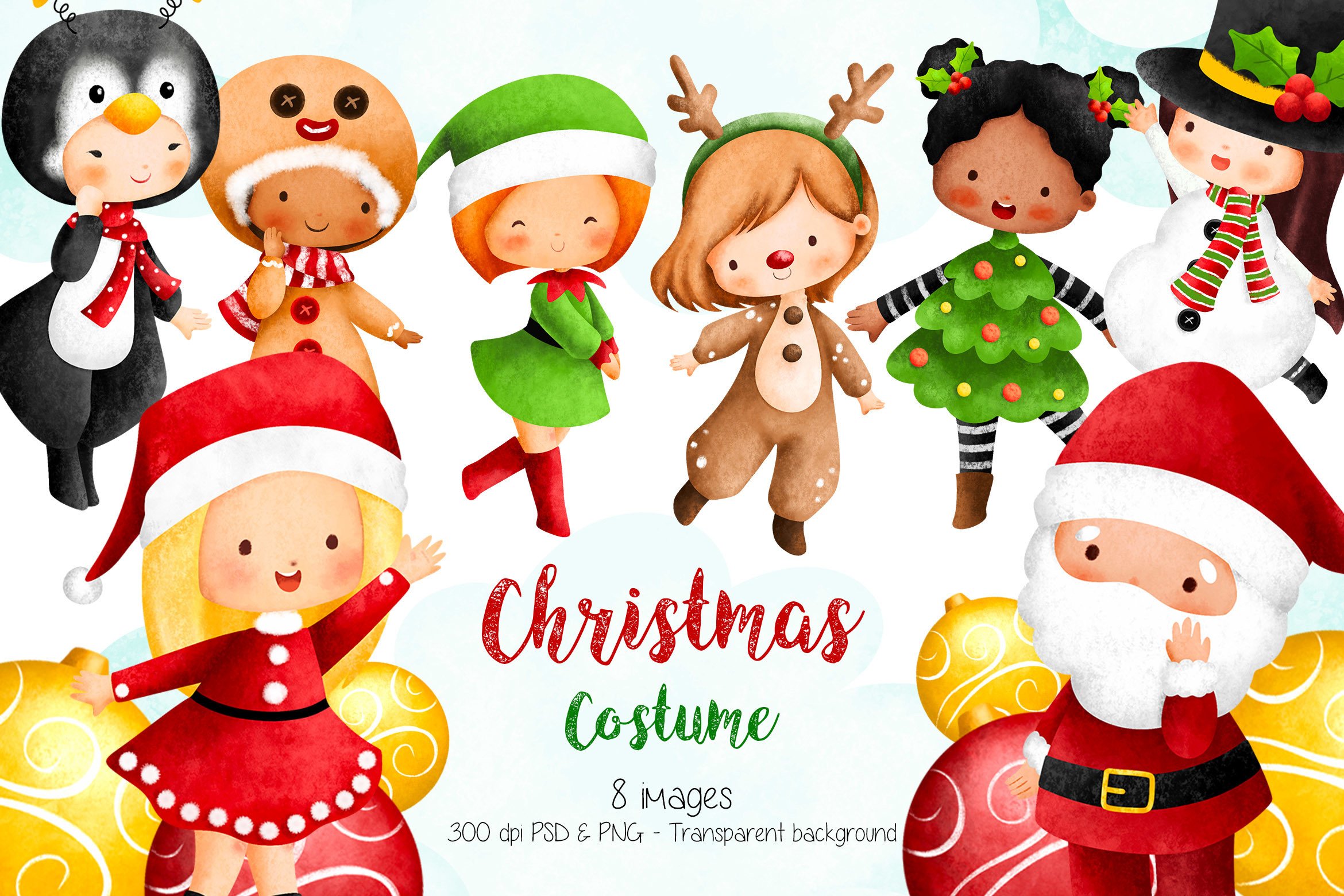 christmas dress up clipart Cartoon kids wearing Christmas costumes. Kids in carnival party reindeer,  fir tree and penguin costumes vector illustration set. Kids in Christmas  Stock Vector Image & Art