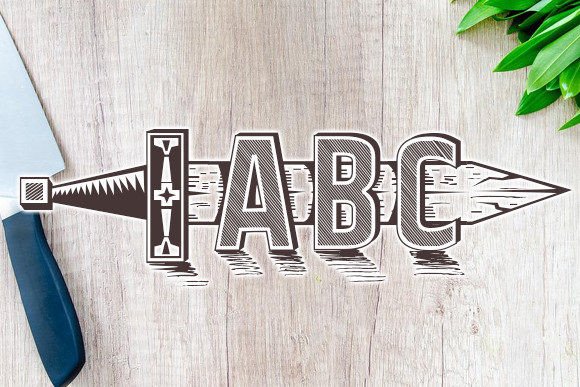 Kitchen Knife Font PNG with transparent background - Preview 1