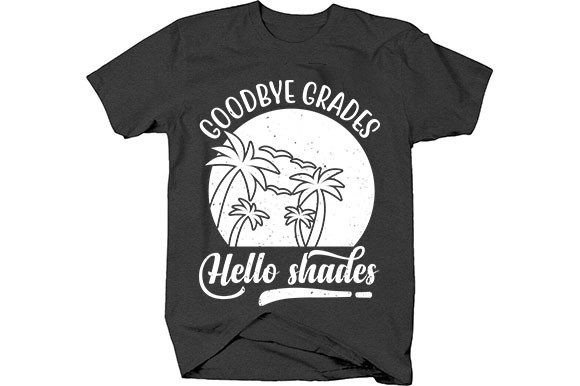 Summer T-shirt Design, Goodbye Grades Illustration Designs de T-shirts Par Digital Art Gallery
