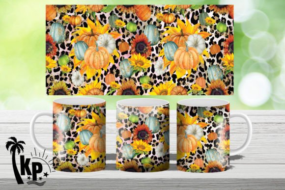 Sunflower Leopard Fall Pumpkin Mug Wrap