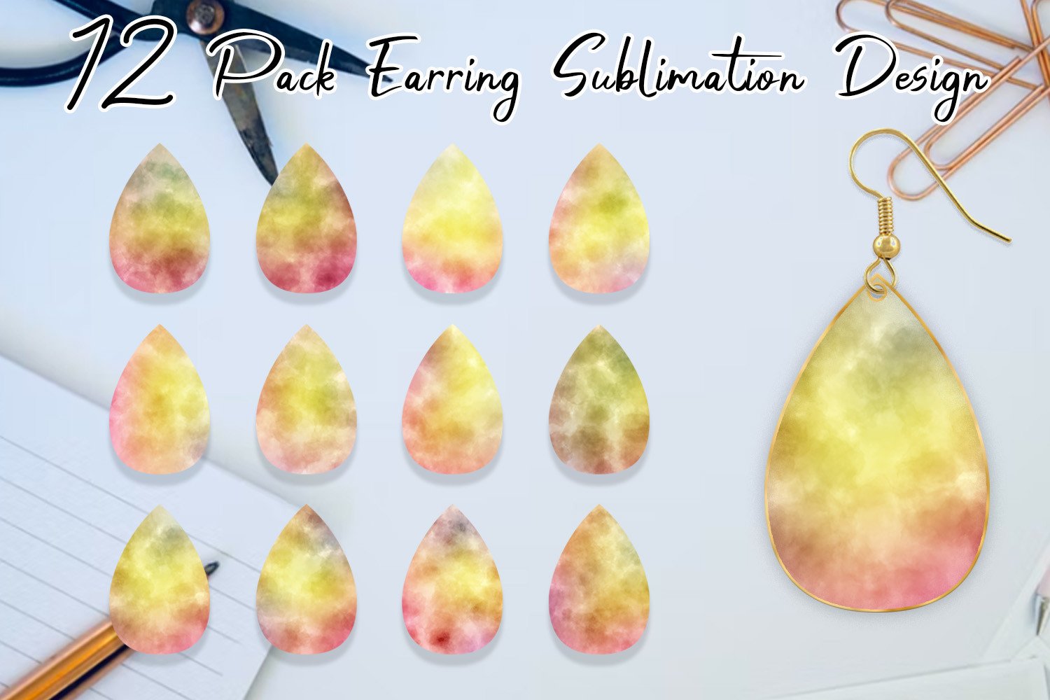 Watercolor Yellow Earring Teardrop Graphic by Artnoy · Creative Fabrica