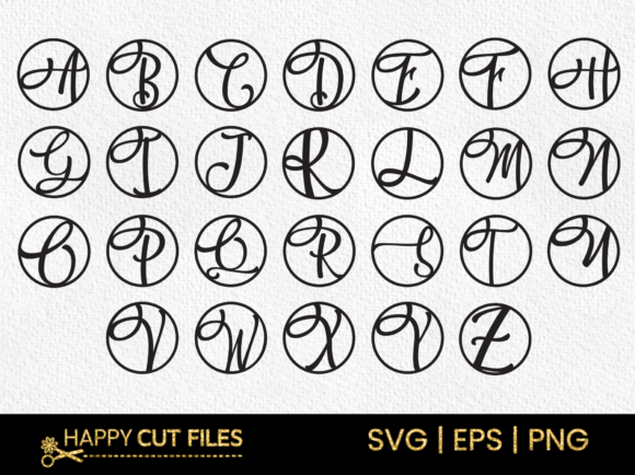 Circle Font Alphabet Monogram Svg Az Graphics
