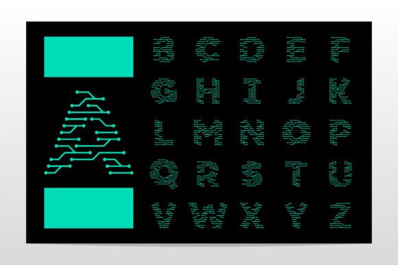 Circuit Lines Nodes Forming Letter Logo
