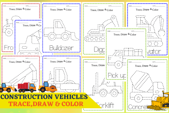 Construction Vehicles Tracing &coloring