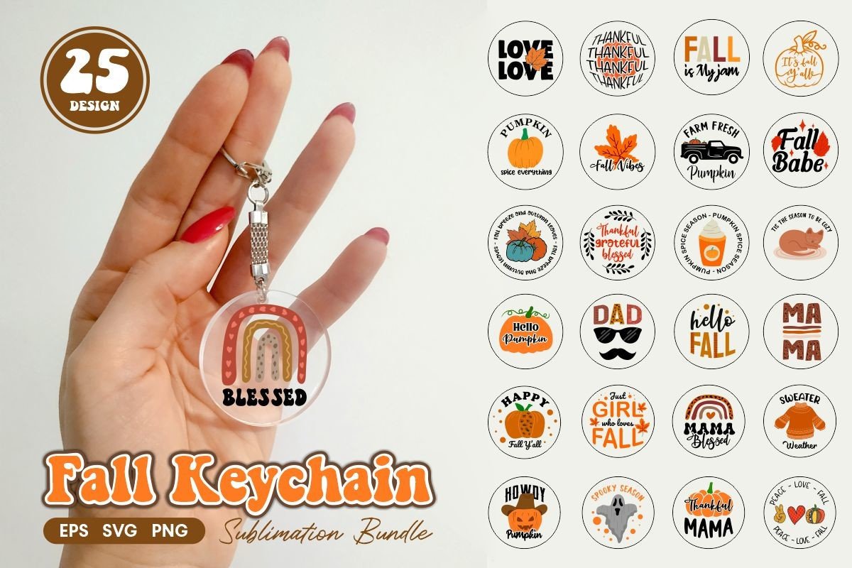 Fall Risk Keychain Fall Keychain SVG Bundle, Fall Cut Files Graphic by Universtock ...