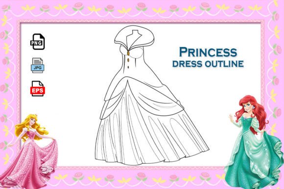 disney princess dress outline Disney Princess Dress Printables