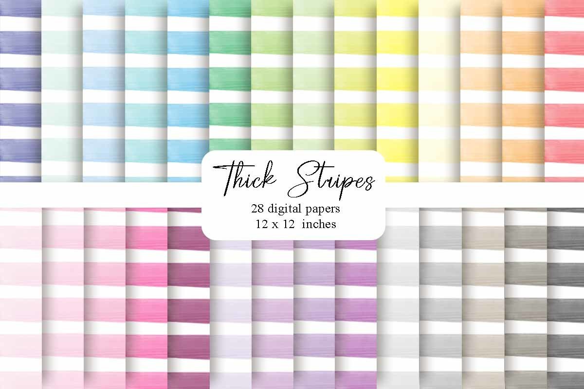 Thick Watercolor Stripes Digital Paper Graphic by Luv Bijou · Creative ...