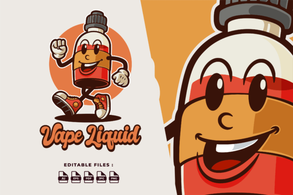 Vape E-Liquid Vintage Mascot Logo Illustration par JoviMing  Creative  Fabrica