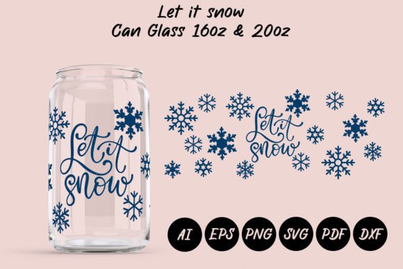 Let It Snow Beer Can Glass Wrap Svg