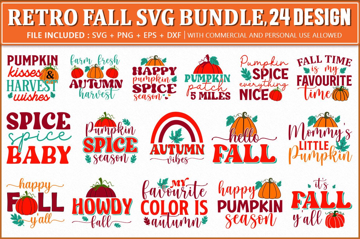 Retro Fall SVG Bundle, Autumn Bundle Graphic by Extreme DesignArt ...