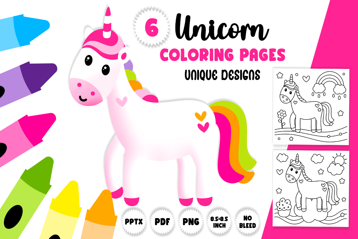 Cute Unicorn Coloring Pages for Kids Graphic by AbellaPublishing ...