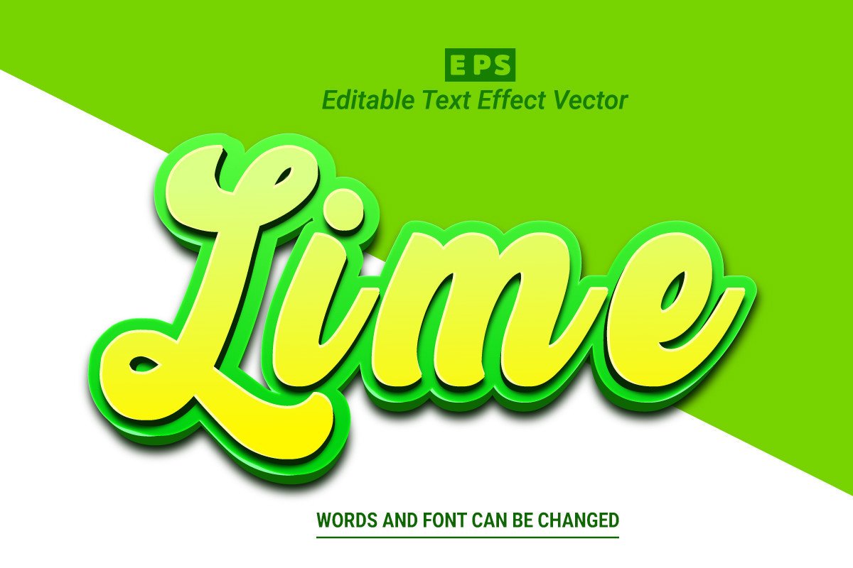 Lime 3d Editable Text Effect Vector Graphic by TrueVector · Creative ...