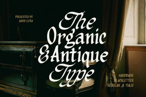 Preview specimen of Organic Antique blackletter font