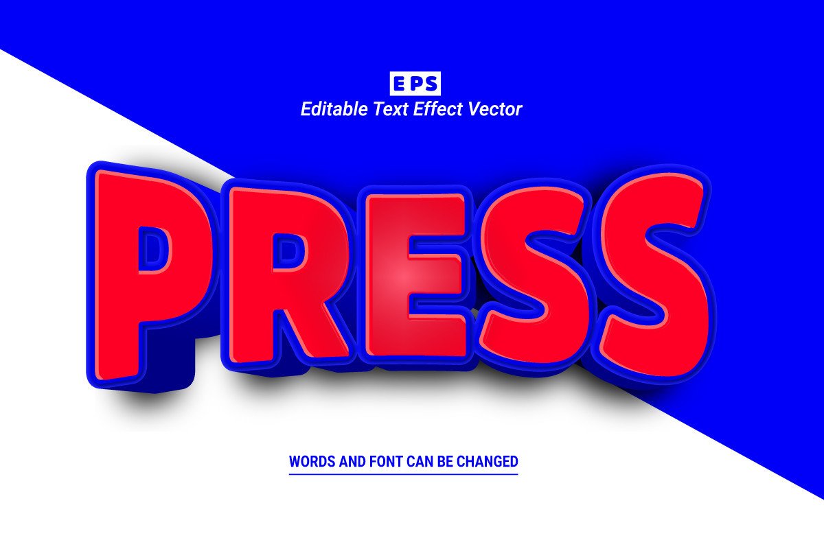 Press 3d Editable Text Effect Vector Graphic by TrueVector · Creative ...