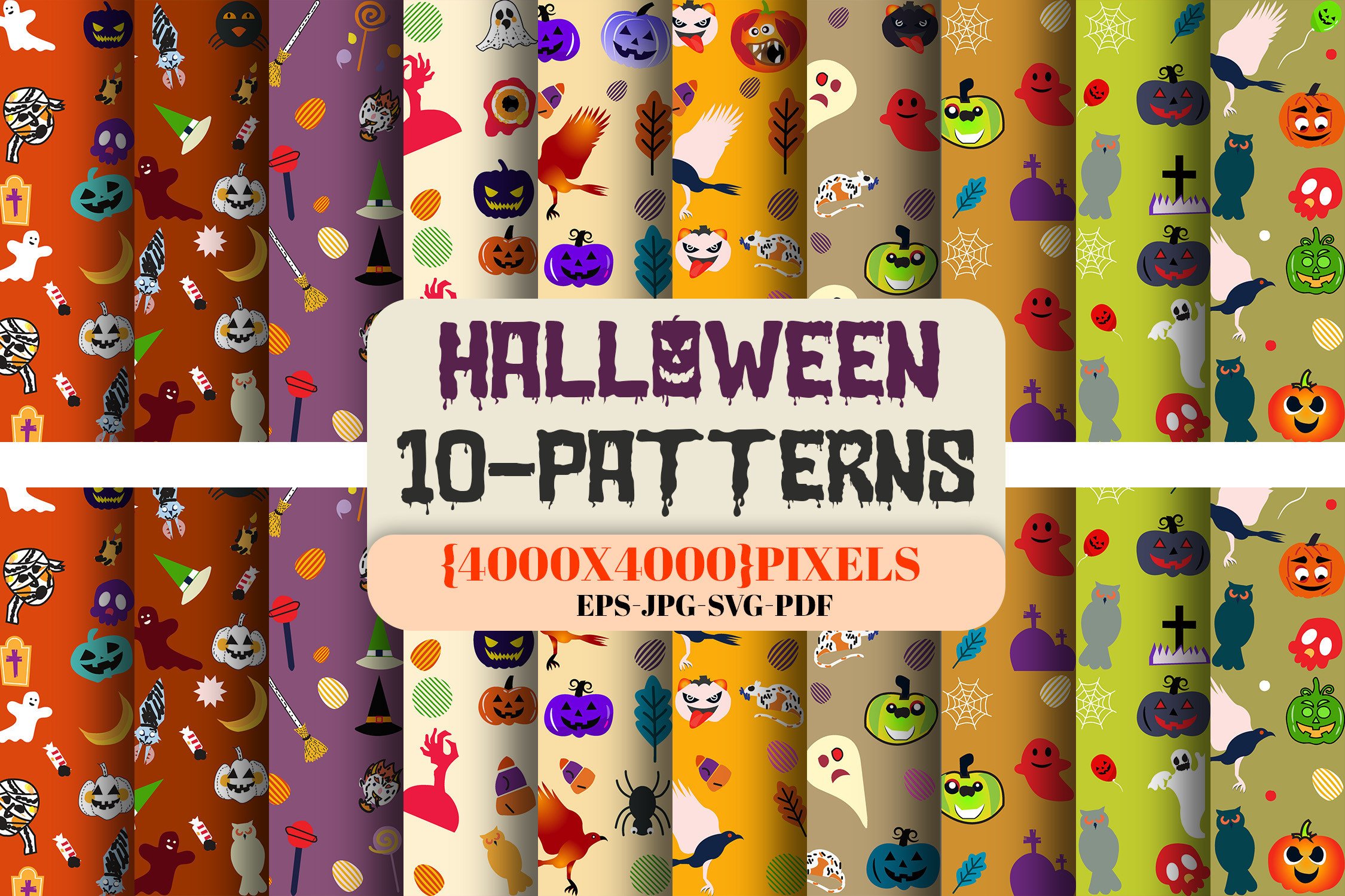 Halloween Pattern Digital Paper Bundle Graphic by MRK STUDIO · Creative ...