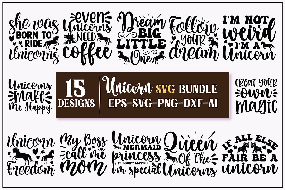 Unicorn SVG Designs Bundle Graphic by GFXexprt · Creative Fabrica