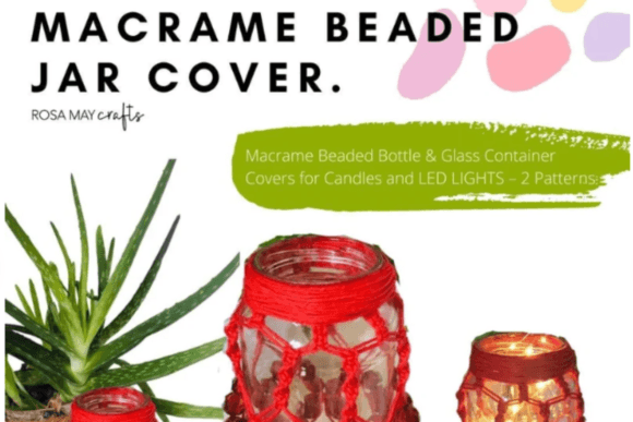 Macrame Beaded Bottle & Glass Container Cover