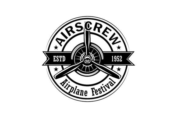 Airplane Festival Label Design. Monochro Graphic Illustrations By pch.vector