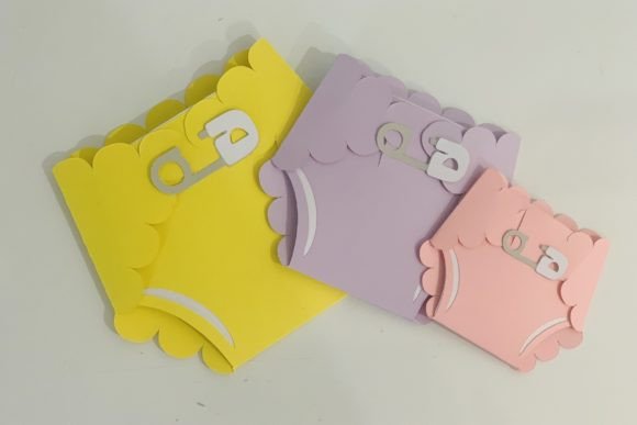 Baby Diaper Invitation Card Bebê Artesanato SVG 3D Por Creative Fabrica Crafts