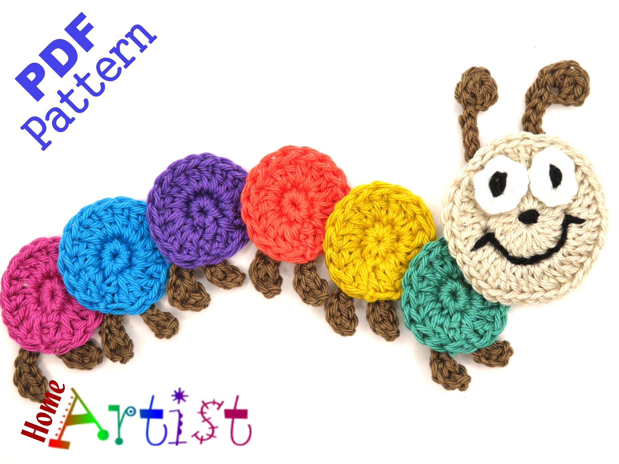 Caterpillar Crochet Applique Pattern