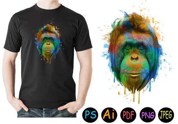 Chimpanzee Monkey 4 Graphic Print Templates By ayman_colors