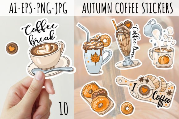 Coffee Stickers, Autumn Stickers
