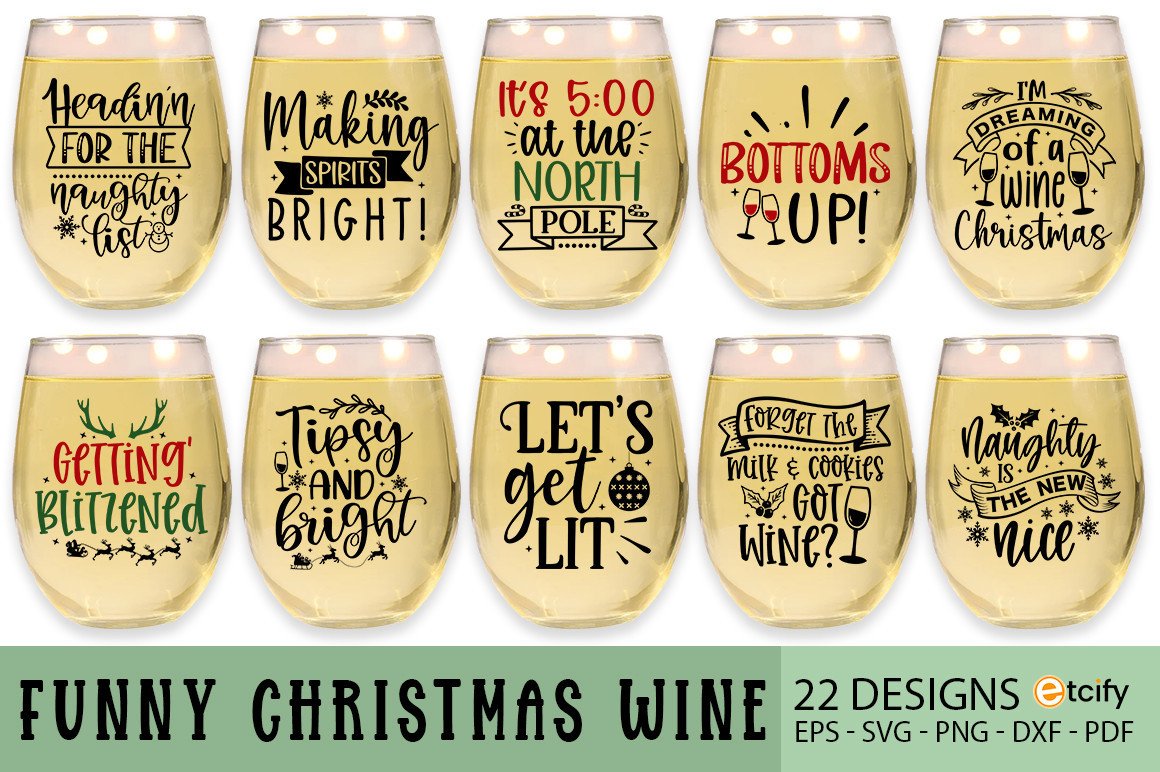 Funny Christmas Wine Glass SVG Bundle