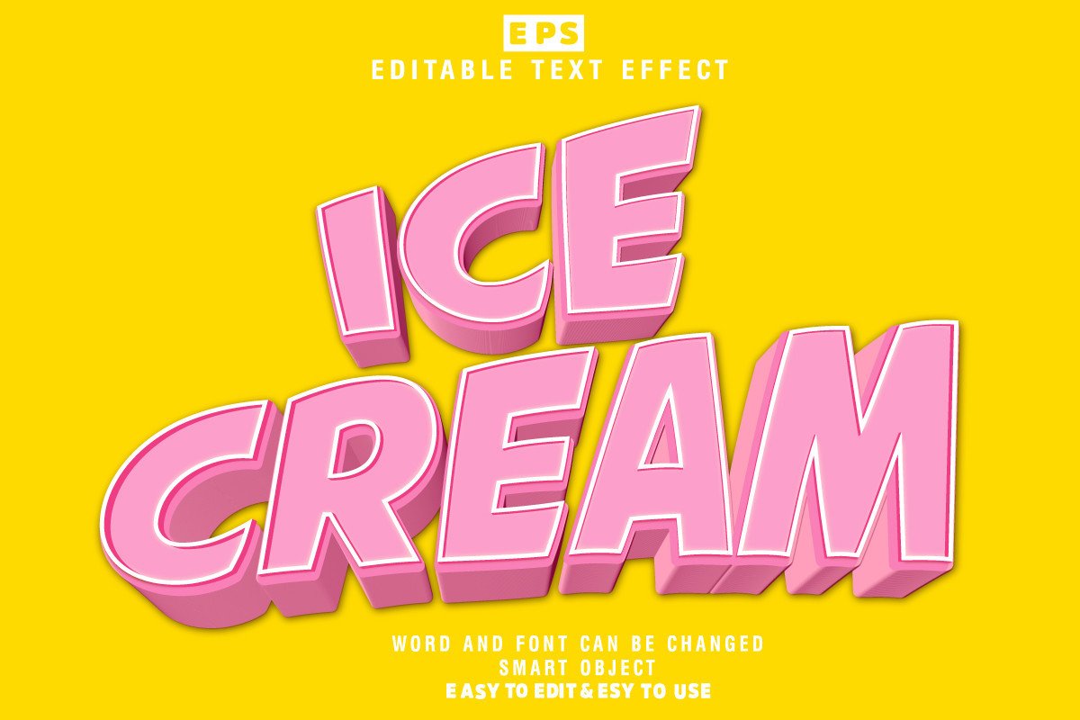 Ice Cream 3d Editable Text Effect Vector Graphic by TrueVector ...