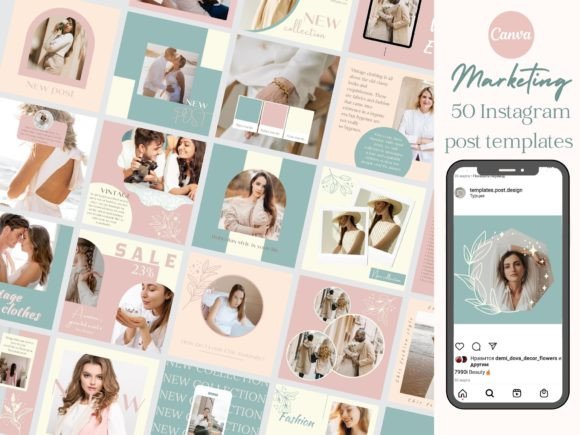 50 Boho Fashion Instagram Post Bundle