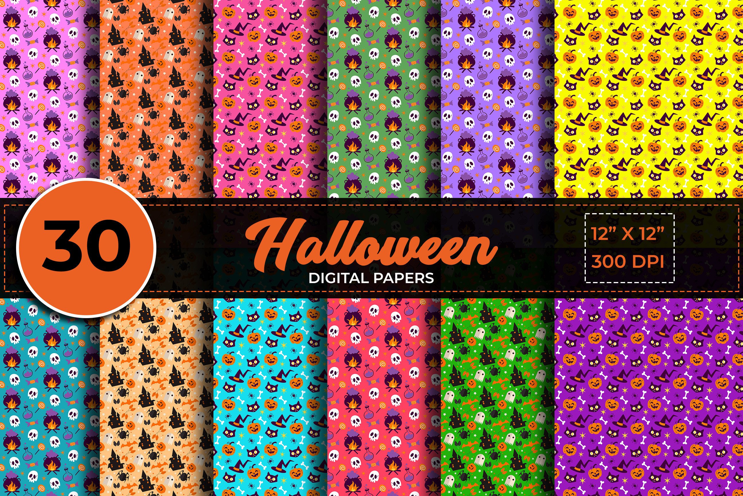 Halloween Pattern Digital Paper Graphic by GN Shop · Creative Fabrica
