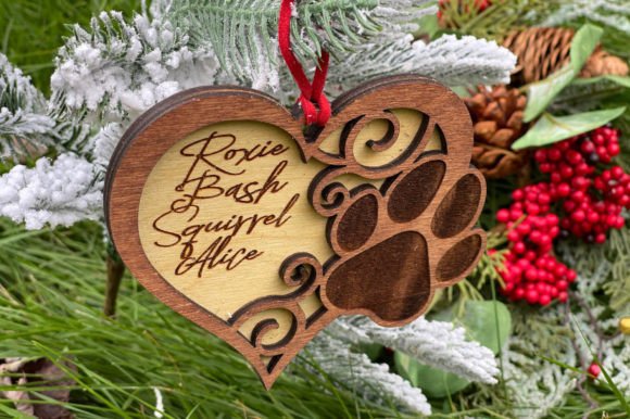 Heart Swirl Paw Print SVG forever in my heart paw design for ornaments