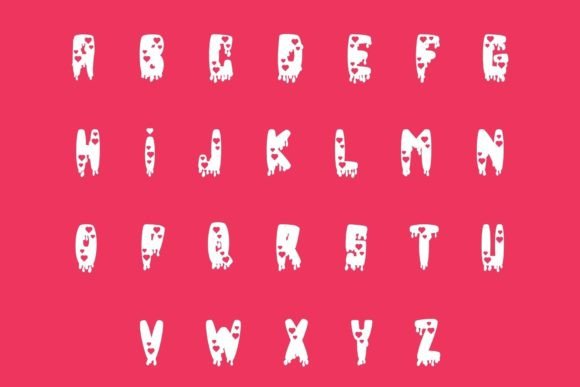 Melt Heart Font PNG with transparent background - Preview 1