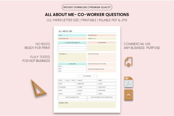All About Me- Co-Worker Questions Sheet - Printable
