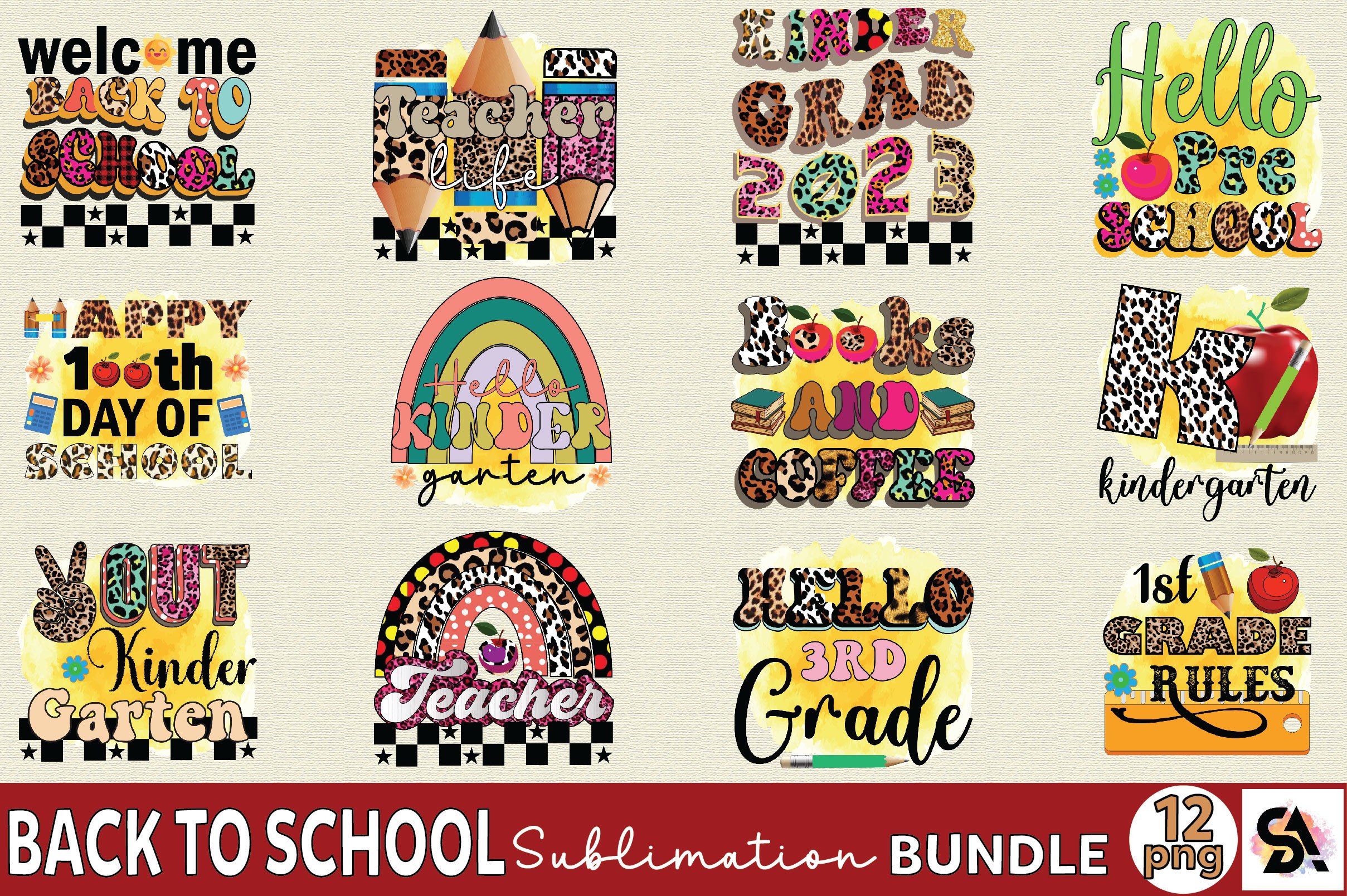 Back to School Sublimation Bundle Graphic by SVGArt · Creative Fabrica