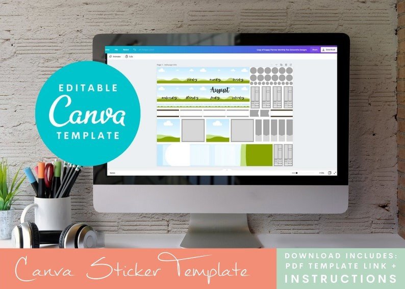 Canva Monthly Planner Sticker Template