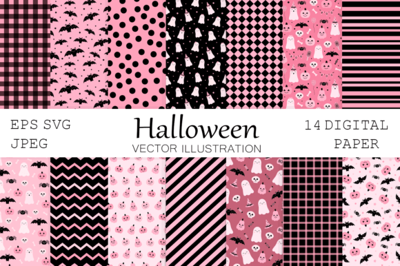 Cute Pink Halloween Digital Paper