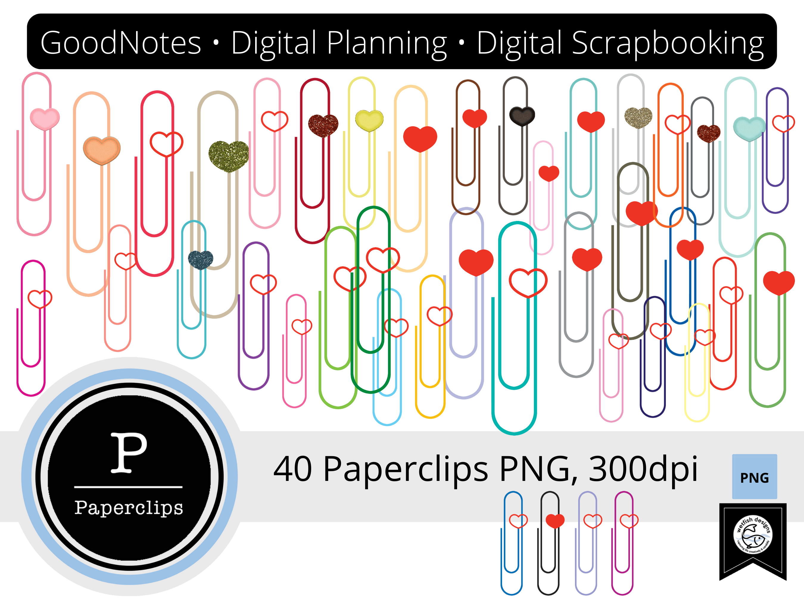 Digital Planner Stickers Paperclip Set, Graphic by Wetfish Designs ...