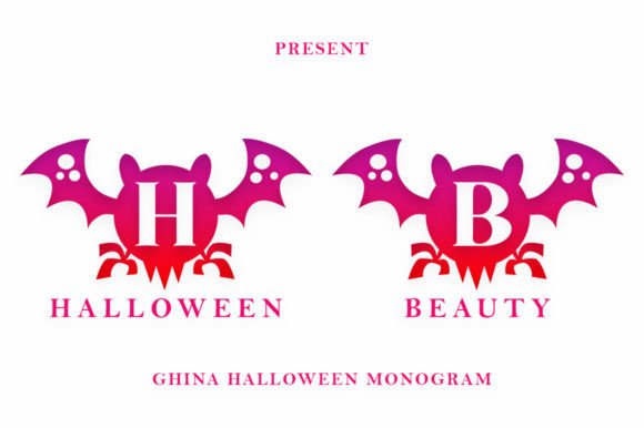 Ghina Halloween Monogram Font PNG with transparent background - Preview 1