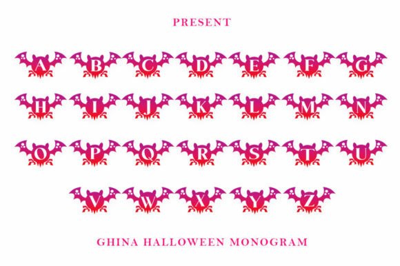 Ghina Halloween Monogram Font PNG with transparent background - Preview 2