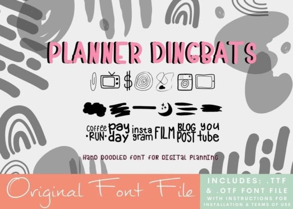 Planner Dingbats Font PNG with transparent background - Preview 2
