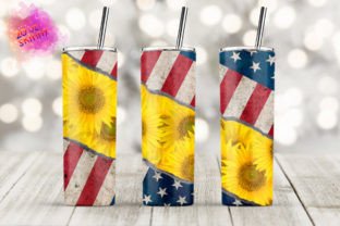 20oz Skinny American Sunflower Graphic by LinDesign · Creative Fabrica