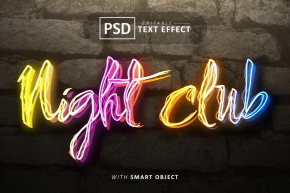 Night Club Text - Neon Font Effects Graphic by aglonemadesign · Creative Fabrica font preview