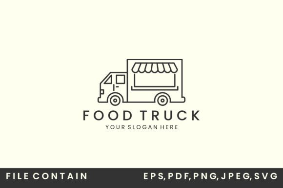Linear Food Truck Style Logo Vector Icon