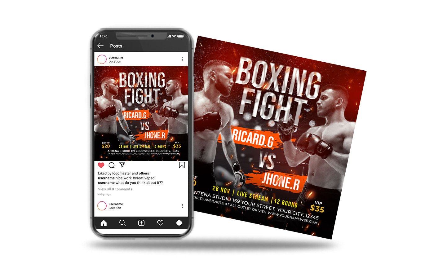 Social Media Post Boxing Fight Graphic by ant project template ...