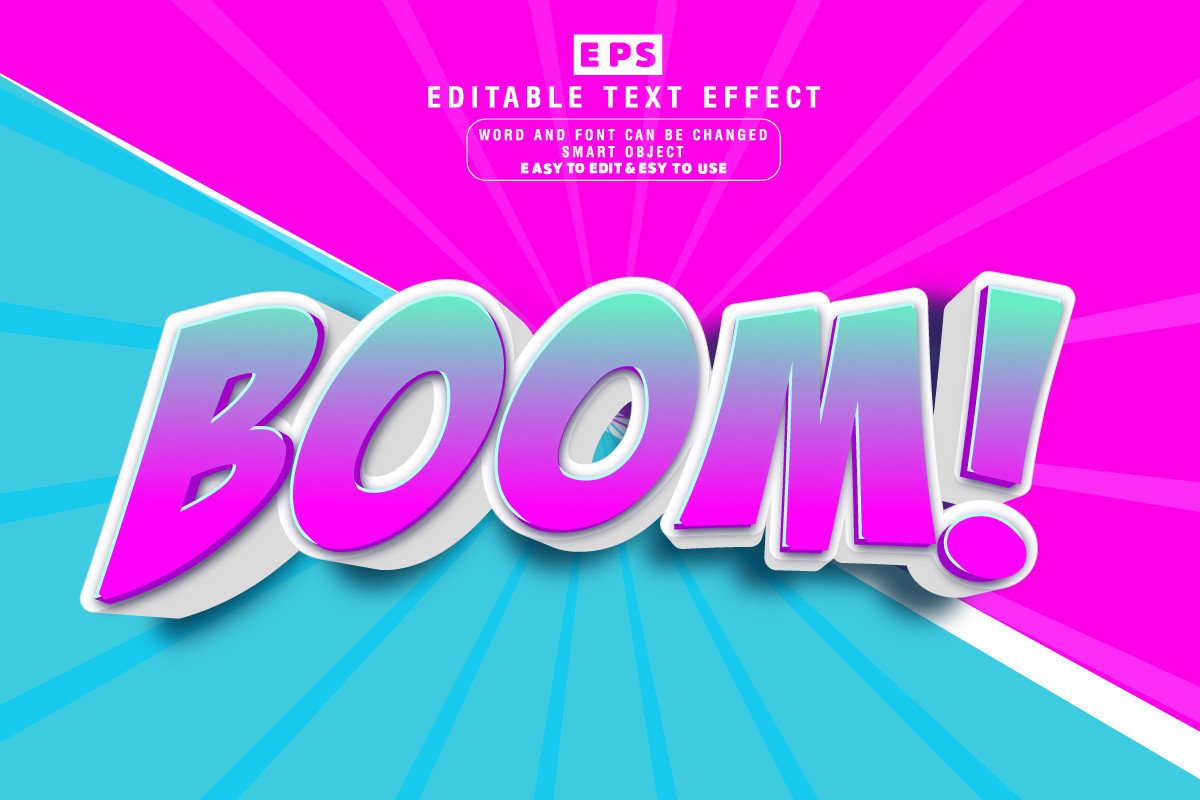 Boom Pop 3d Editable Text Effect Vector Graphic by TrueVector ...
