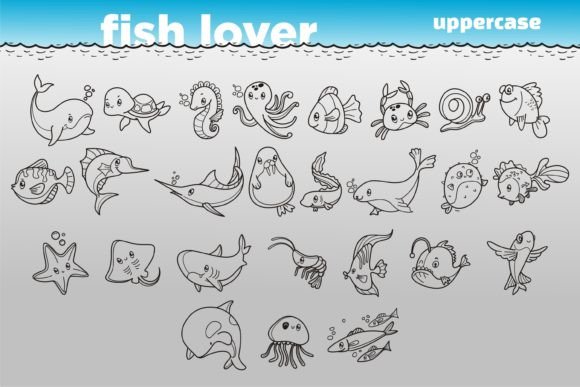 Fish Lover Font PNG with transparent background - Preview 1